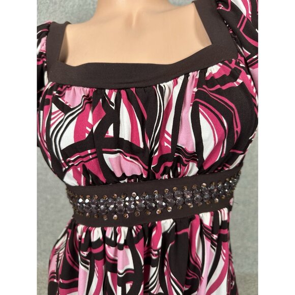 Vintage Y2K Speechless BabyDoll Top Medium Beaded Punk Fairy Tie Short Sleeve - Picture 2 of 8